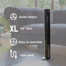 Neo 46 Inch Black Floor Free Standing Tower Fan - thumbnail 4