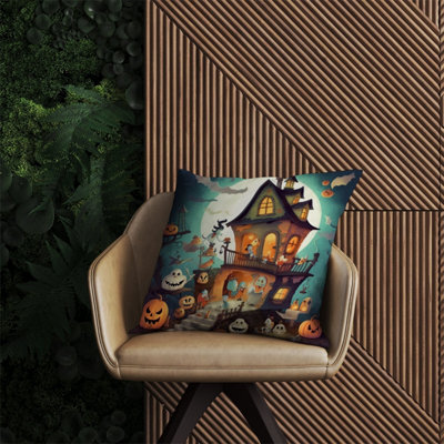 Warren Reed Designer Illustrations A Whimsical Haunted House Outdoor Cushion 60Cm X 60Cm