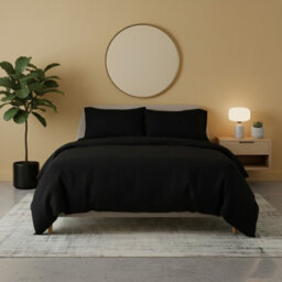 Flannelette Cotton Duvet Cover Set Soft Brushed Warm Bedding Set Black