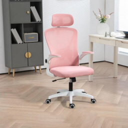 Pink Ergonomic Swivel Office Chair With Adjustable Height - thumbnail 4