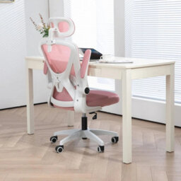 Pink Ergonomic Swivel Office Chair With Adjustable Height - thumbnail 5