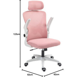 Pink Ergonomic Swivel Office Chair With Adjustable Height - thumbnail 2