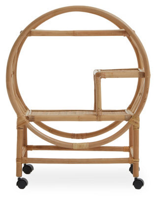 Orsina Mobile Rattan Bar Trolley, Sustainable Drink Cart, Versatile Serving Trolley, Compact Rattan Drinks Trolley - image 1