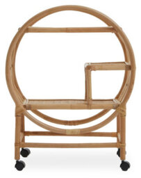 Orsina Mobile Rattan Bar Trolley, Sustainable Drink Cart, Versatile Serving Trolley, Compact Rattan Drinks Trolley