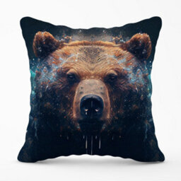 Warren Reed Designer Brown Bear Face Splashart Cushions 45Cm X 45Cm - thumbnail 1