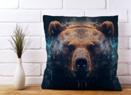 Warren Reed Designer Brown Bear Face Splashart Cushions 45Cm X 45Cm - thumbnail 2