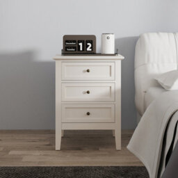 Melody Maison 3 Drawer Bedside Table - Rowley Pale Cream Range