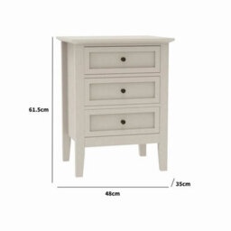 Melody Maison 3 Drawer Bedside Table - Rowley Pale Cream Range - thumbnail 7