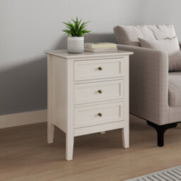 Melody Maison 3 Drawer Bedside Table - Rowley Pale Cream Range - thumbnail 3