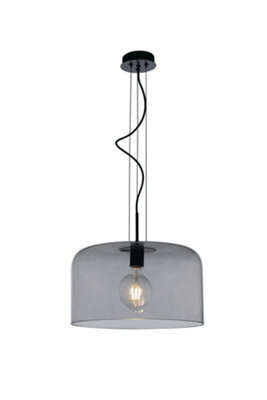Luminosa Lighting Luminosa Gibus Glass Dome Ceiling Pendant, Grey, E27