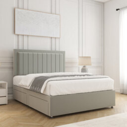 Bsspoke Zarah Divan Bed Set In Silver Plush 2 Drawers Footend & Memory Foam Mattress & 24Inch Headboard In King 4Ft 4Ft6 6Ft - thumbnail 3