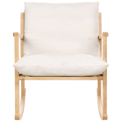 Wyld And Coco Nordicnest Rocking Armchair - Light Beige Fabric, Rubberwood Frame, Compact Scandinavian Design - image 1