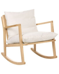 Wyld And Coco Nordicnest Rocking Armchair - Light Beige Fabric, Rubberwood Frame, Compact Scandinavian Design - thumbnail 3