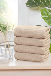 Rapport Home Safari Pure Cotton Face Cloth Towels Set Of 4 (Brown)