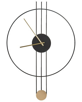 Wyld And Coco Black Steel Pendulum Wall Clock 44 X 65 Cm Modern Minimalist Open Frame, No Numbers, Matt Finish - image 1