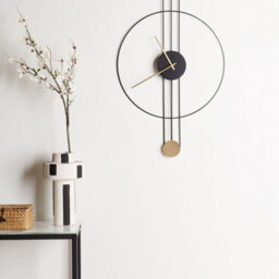 Wyld And Coco Black Steel Pendulum Wall Clock 44 X 65 Cm Modern Minimalist Open Frame, No Numbers, Matt Finish - thumbnail 2