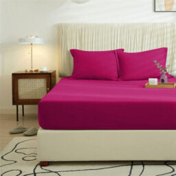 "Ameha Hot Pink Fitted Sheet 40Cm Extra Deep Pocket Elastic Corners Soft Microfiber Fitted Sheet 16"" Super King 180X200Cm" - thumbnail 7