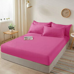 "Ameha Hot Pink Fitted Sheet 40Cm Extra Deep Pocket Elastic Corners Soft Microfiber Fitted Sheet 16"" Super King 180X200Cm" - thumbnail 3