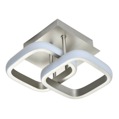Happy Homewares Contemporary Compact Double Head 40W Led Ceiling Light Fitting In Brushed Nickel - image 1