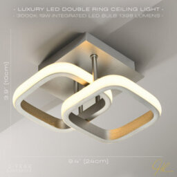 Happy Homewares Contemporary Compact Double Head 40W Led Ceiling Light Fitting In Brushed Nickel - thumbnail 5