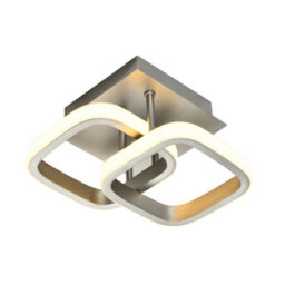 Happy Homewares Contemporary Compact Double Head 40W Led Ceiling Light Fitting In Brushed Nickel - thumbnail 2