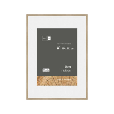 Nielsen Skava A1 Oak Wooden Picture Frame With A2 Mount, Float Glass And Push/turn Clips - image 1
