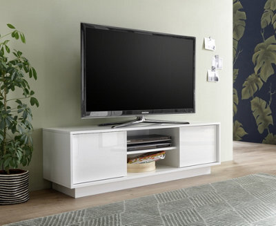FurniComp LTD Furnicomp Glacia 2 Door 139Cm White Gloss Tv Unit - image 1