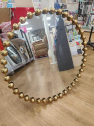 Biznest 80 Cm Circular Metal Beaded Border Wall Mirror Luxurious Gold Finish Elegant Look Home Decor Badroom Living Room - thumbnail 2