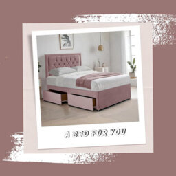 Pink Plush 3Ft Single Bed With Matttress  2 Storage Drawers And 20 Inch Borderd Headboard - thumbnail 2