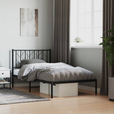 Berkfield Metal Bed Frame Without Mattress With Headboard Black 100X190Cm - image 1