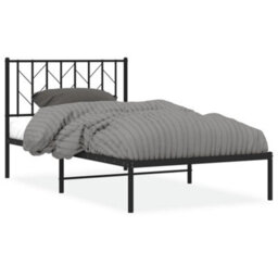 Berkfield Metal Bed Frame Without Mattress With Headboard Black 100X190Cm - thumbnail 2
