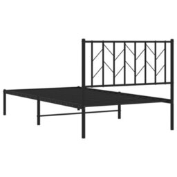 Berkfield Metal Bed Frame Without Mattress With Headboard Black 100X190Cm - thumbnail 7