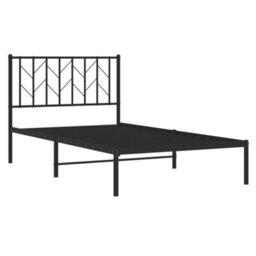 Berkfield Metal Bed Frame Without Mattress With Headboard Black 100X190Cm - thumbnail 4