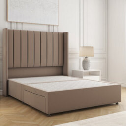 Bsspoke Hannah Divan Bed Set Mink Plush Velvet 54Inch Wingedback Headboard & 2 Drawers Footend No Mattress In 4Ft 4Ft6 5Ft 6Ft - thumbnail 2