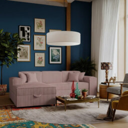 Santos L Corner Sofa Bed For Living Room Chipboard Frame Polyurethane Foam 253X166X79Cm Pink Left - thumbnail 2