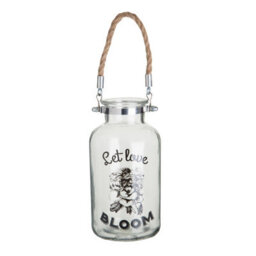 Orsina Elegant Bloom Glass Lantern, Versatile Clear Candle Lantern, Stylish Tealight Lantern, Sleek Lantern - thumbnail 1