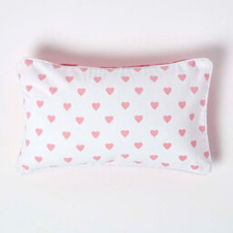 Homescapes Cotton Pink Hearts Cushion Cover, 30 X 50 Cm - thumbnail 1