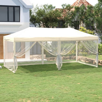 Walplus Folding Party Tent Garden Gazebo Canopy With Sidewalls Cream 3X6 M - image 1