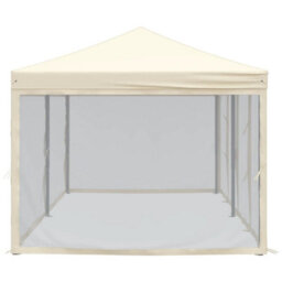 Walplus Folding Party Tent Garden Gazebo Canopy With Sidewalls Cream 3X6 M - thumbnail 4
