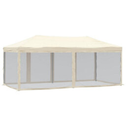 Walplus Folding Party Tent Garden Gazebo Canopy With Sidewalls Cream 3X6 M - thumbnail 5