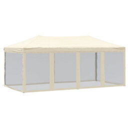 Walplus Folding Party Tent Garden Gazebo Canopy With Sidewalls Cream 3X6 M - thumbnail 2