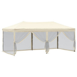 Walplus Folding Party Tent Garden Gazebo Canopy With Sidewalls Cream 3X6 M - thumbnail 6