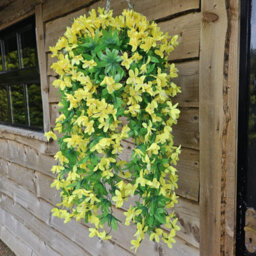 Best Artificial 90Cm Trailing Lily Hanging Basket With 480 Fuchsia Flowers In Rattan Wicker Basket For Indoor Or Garden Use - thumbnail 2