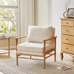 Thehotsale Accent Chair Teddy Fabric Upholstered Armchair With Wood Frame Fluffy Comfy Single Sofa For Home