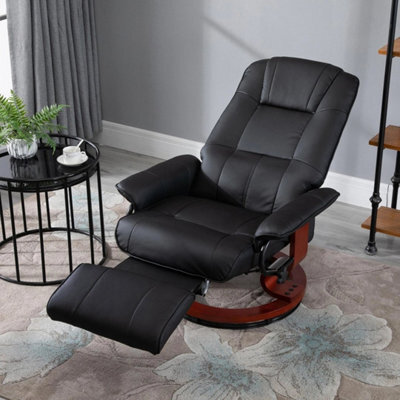 Black Ergonomic Recliner Sofa Chair Pu Leather Armchair Lounger With Footrest - image 1