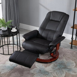 Black Ergonomic Recliner Sofa Chair Pu Leather Armchair Lounger With Footrest - thumbnail 1