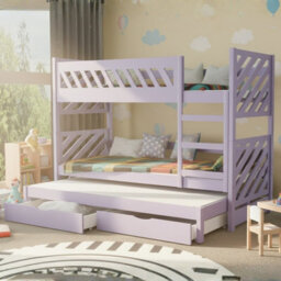 Triple Bunk Bed Mateo K With Mattress And Underbed Storage Drawers Lavender - thumbnail 3