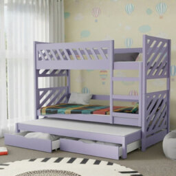 Triple Bunk Bed Mateo K With Mattress And Underbed Storage Drawers Lavender - thumbnail 1