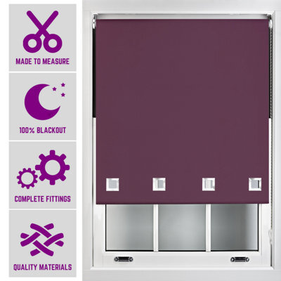 Furnished Made To Measure Blackout Roller Blinds With Big Square Eyelets - Aubergine Blind (W)90Cm (L)210Cm - image 1