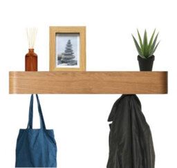 Magna Retail Oak Coat Rack Wall Mounted With Shelf And 8 Hidden Hooks Modern Coat Stands For Hallway Solid Wood Veneer Panel - thumbnail 3